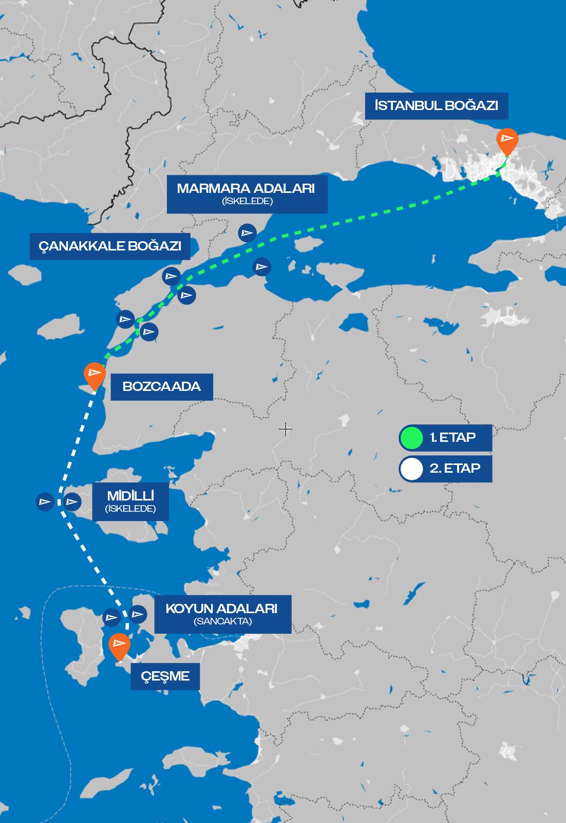 TAYK - AKPA
Deniz Kuvvetleri Kupası Uluslararası Yat Yarışı 55. Yıl Yarış Rotası